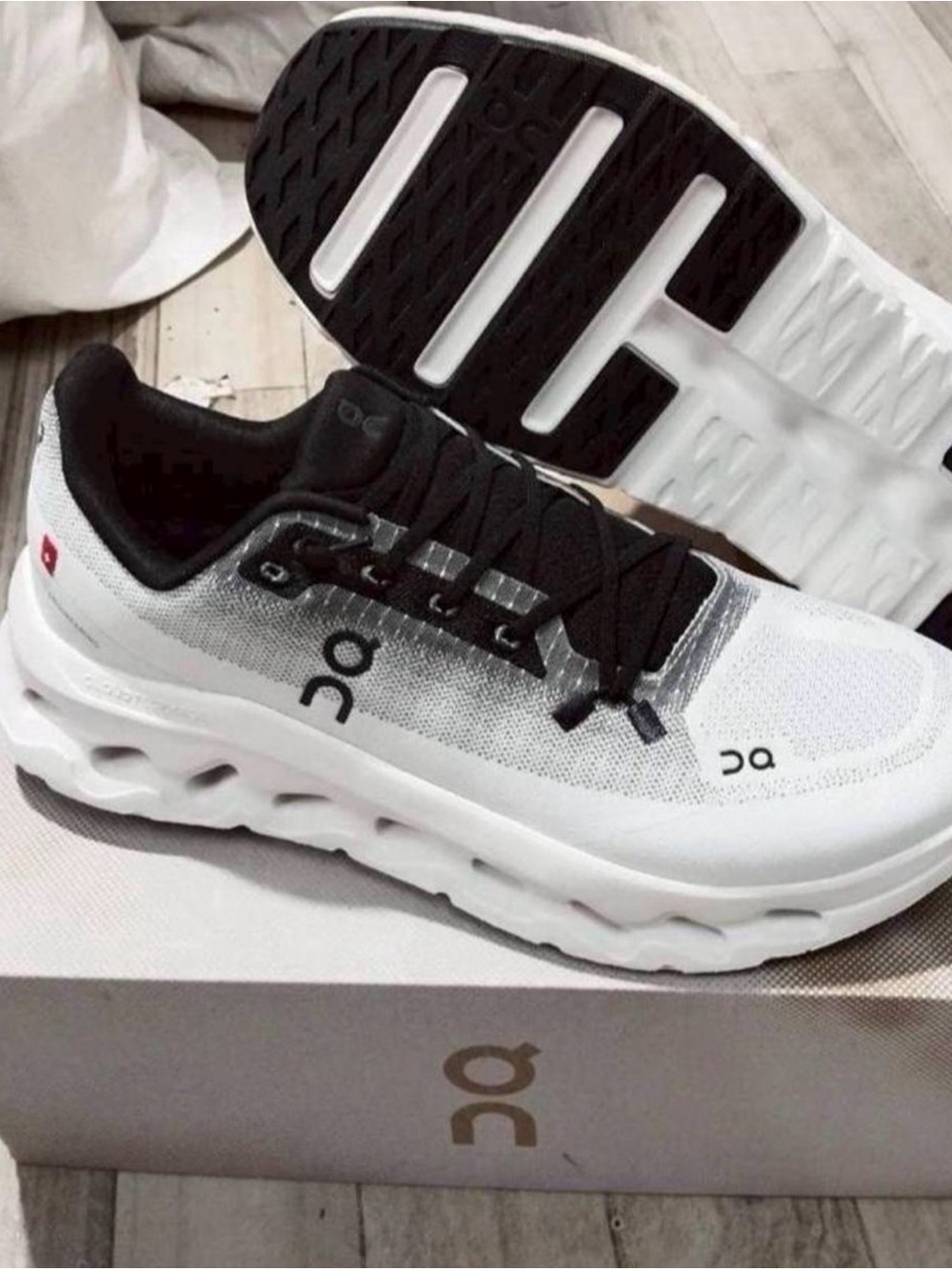 On Running Men's White and Black Cloudmonster Athletic Shoes